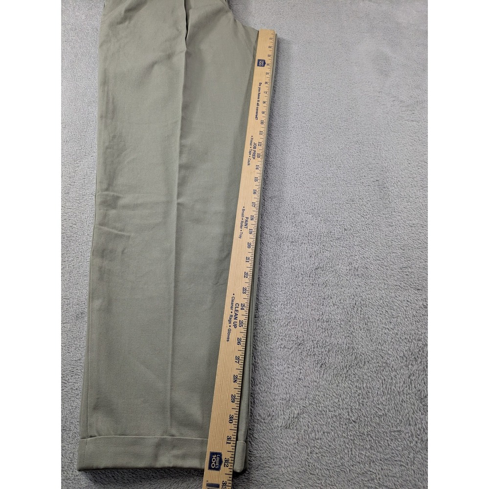 Vintage J.Crew Oarsman Pants Mens 33 Sage Olive Green Pleated Cuffed Made in USA - Picture 6 of 13